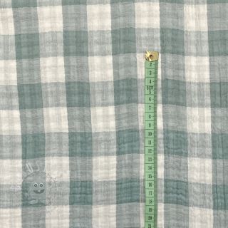 Double gauze/musselin Double sided CHECKS MINI green