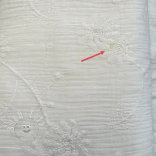 Double gauze/musselin EMBROIDERED Leaf white 2.Klasse