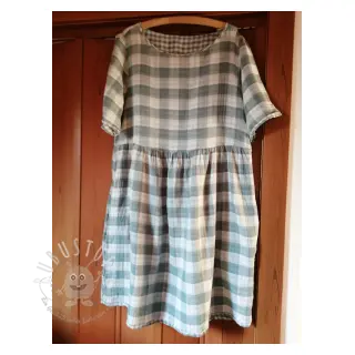 Double gauze/musselin Double sided CHECKS MINI green