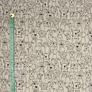 Dekostoff Linenlook Dog cartoon line
