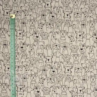 Dekostoff Linenlook Dog cartoon line