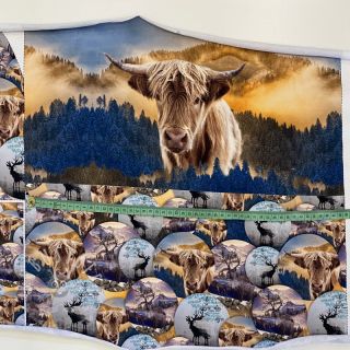 Sweatstoff Nordic cattle SET PANEL digital print