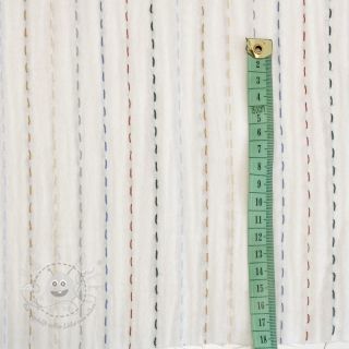 Double gauze/musselin Embroidery stripes white