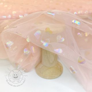 Feintüll Rainbow HEARTS light pink