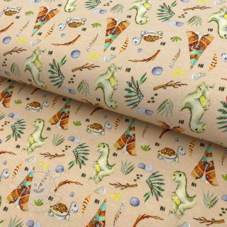 Jersey Snoozy fabrics Rex beige digital print