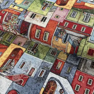 Dekostoff GOBELIN PREMIUM Happy colourful village