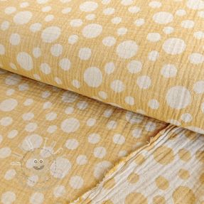 Double gauze/musselin JACQUARD Dots dark yellow