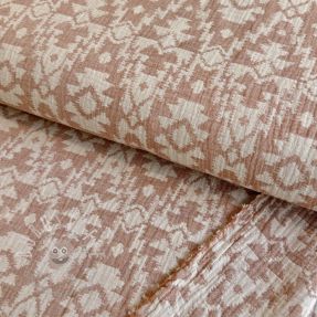 Double gauze/musselin JACQUARD Aztec cognac