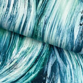Jersey VISCOSE LYCRA HEAVY Crisscrossing waves mint digital print