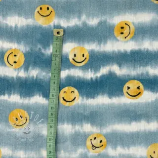 Double gauze/musselin Happy faces jeans digital print