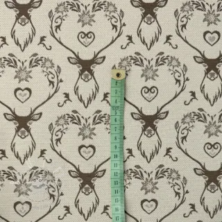 Dekostoff jacquard DOUBLE FACE Landhaus Deer Heart taupe