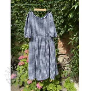 Double gauze/musselin Double sided CHECKS MINI navy