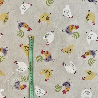 Dekostoff Linenlook Rooster And Chick