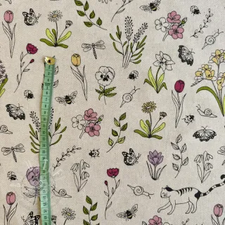 Dekostoff Linenlook Spring Doodle Time