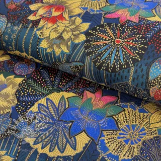 Dekostoff jacquard Opium allover bleu