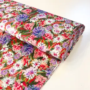 Viskosestoff SATIN Old fashion flowers digital print