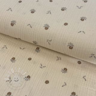 Double gauze/musselin Flowers SIMPLY NATURAL digital print ORGANIC