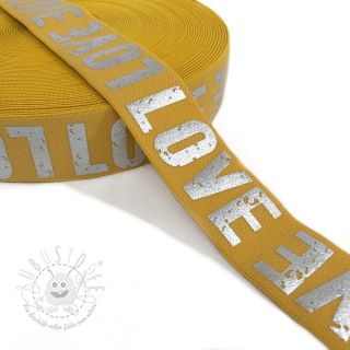 Gummiband 3,5 cm LOVE ochre