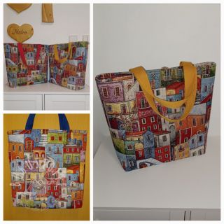 Dekostoff GOBELIN PREMIUM Happy colourful village