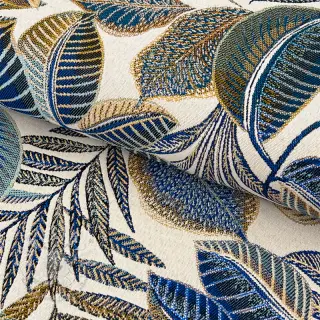 Dekostoff jacquard Cacao allover bleu