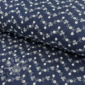 Baumwollstoff JEANS Embroidery dark blue