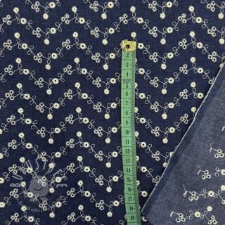 Baumwollstoff JEANS Embroidery dark blue
