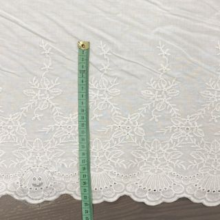 Baumwollstoff VOILE Leaves border