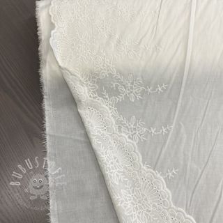 Baumwollstoff VOILE Leaves border
