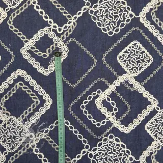 Baumwollstoff JEANS EMBROIDERY Square dark blue