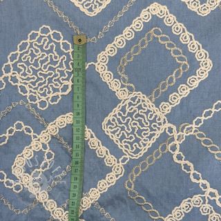 Baumwollstoff JEANS EMBROIDERY Square light blue