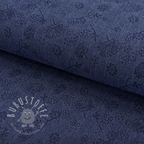 JEANS 9,5 OZ Embossed Flowers dark blue