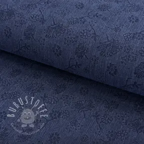 JEANS 9,5 OZ Embossed Flowers dark blue