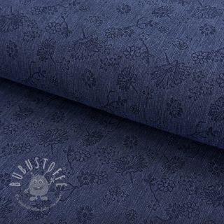JEANS 9,5 OZ Embossed Flowers dark blue