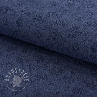 JEANS 9,5 OZ Embossed Flowers dark blue