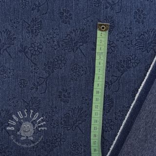 JEANS 9,5 OZ Embossed Flowers dark blue