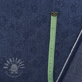 JEANS 9,5 OZ Embossed Flowers dark blue