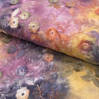Baumwollstoff TIE DYE EMBROIDERY Poppy design E