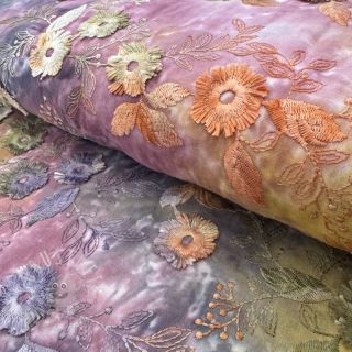 Baumwollstoff TIE DYE EMBROIDERY Poppy design E