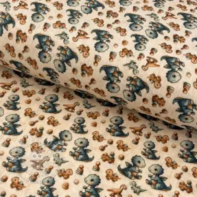 Double gauze/musselin Baby dino design B digital print