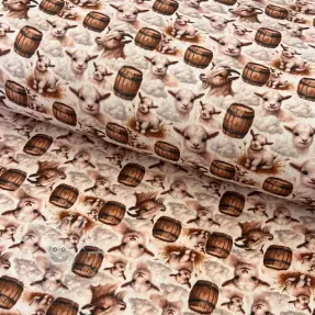 Double gauze/musselin Little farm animals design D digital print