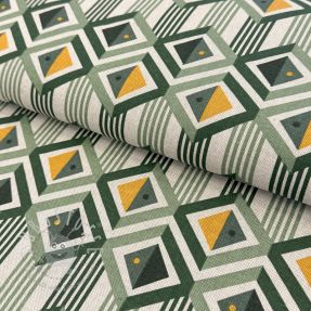Dekostoff Linenlook Geometric Graphic Diamond soft green