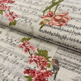 Dekostoff Linenlook Notes and roses
