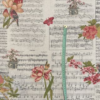 Dekostoff Linenlook Notes and roses
