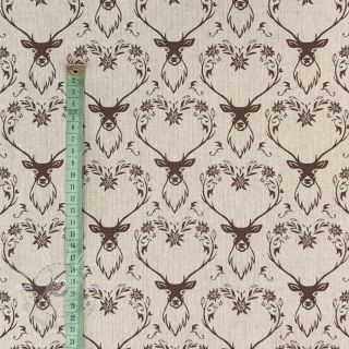 Dekostoff Linenlook Deer heart edelweiss