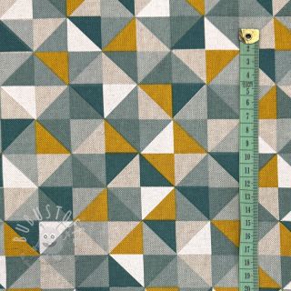 Dekostoff Linenlook Geometric Tile bottle green