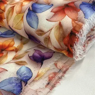 Viskosestoff RAYON POPLIN Leafs design D digital print