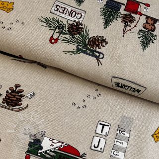 Dekostoff Linenlook Cosy Mouse