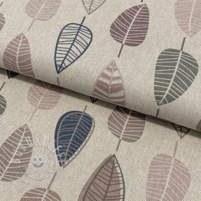 Dekostoff Linenlook Scandi retro leaf
