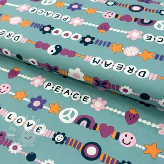 Baumwollstoff Love dream light petrol