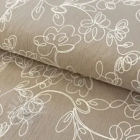 Dvojitá gázovina/mušelín EMBROIDERY Climbing flowers beige